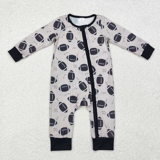 Baseball print Baby Romper With zipper( material contains bamboo )