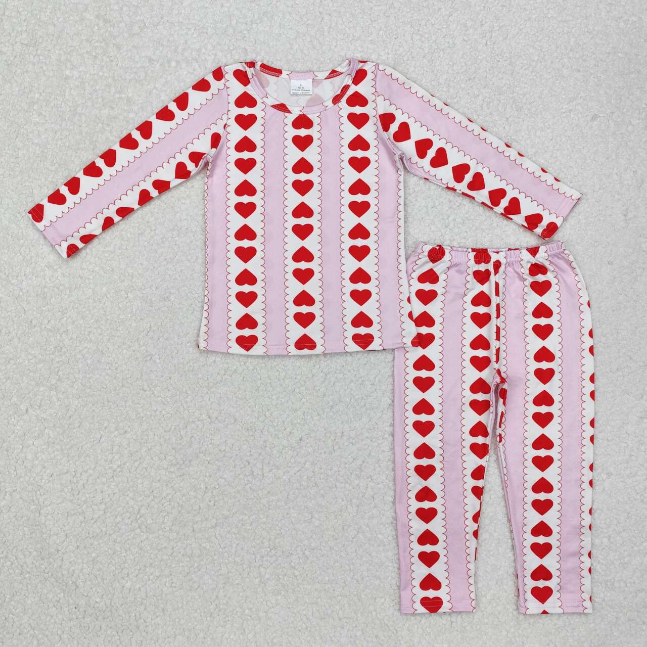 Valentine Heart pink Print Long Sleeve girl Pajamas
