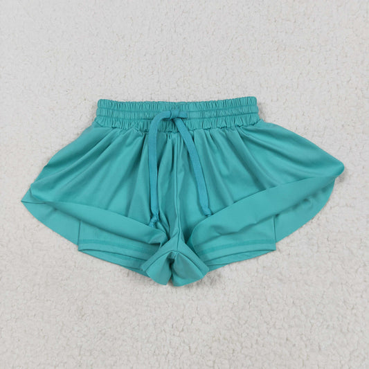TURQUOISE green solid Kids yoga Short SS0553