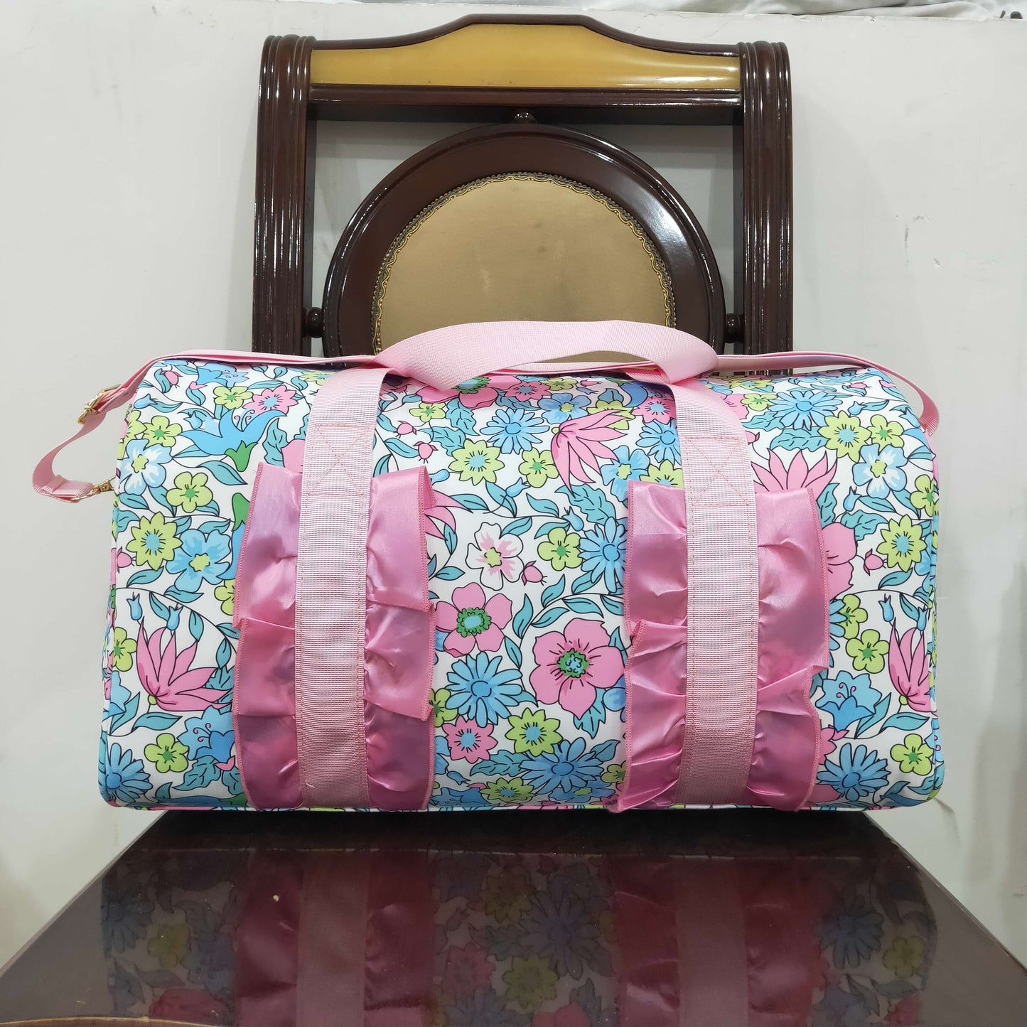 Flowers Leaves pink Lace Gym bag