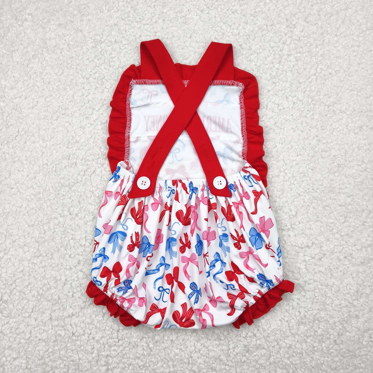 4th of July bows embroidery Baby Romper
