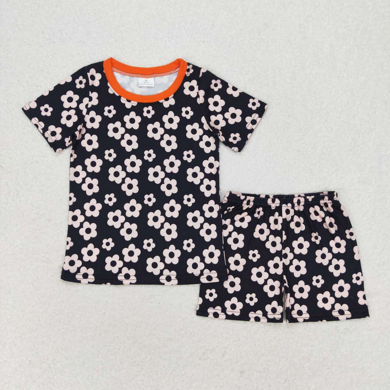 black flowers short sleeve set