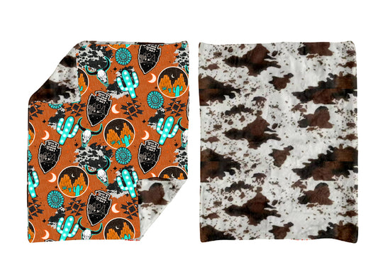 western cow cactus kids blanketďźUS warehouse)