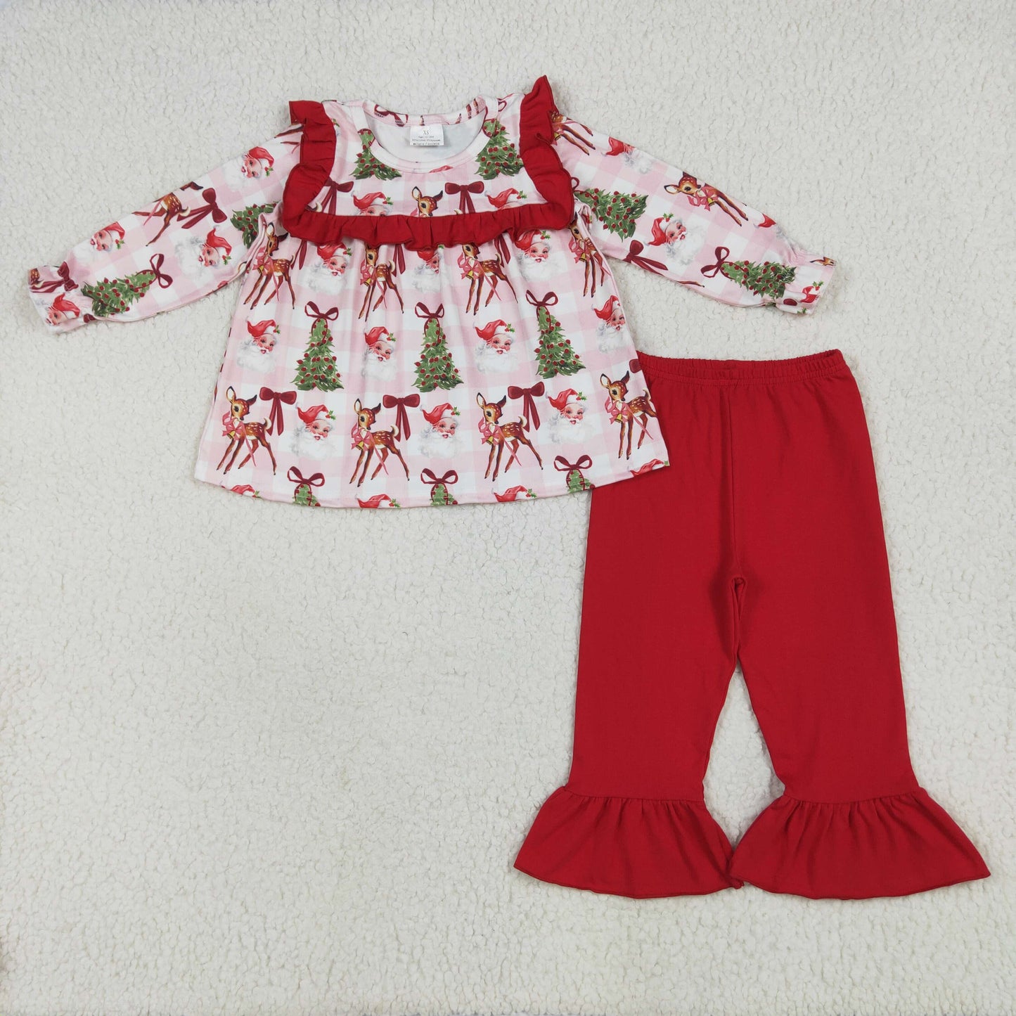 Christmas trees deer floral girl outfits GLP2419
