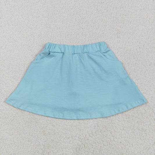 Blue solid print short yoga skirt