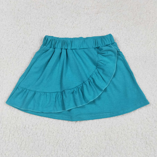 Blue Green print short skirt