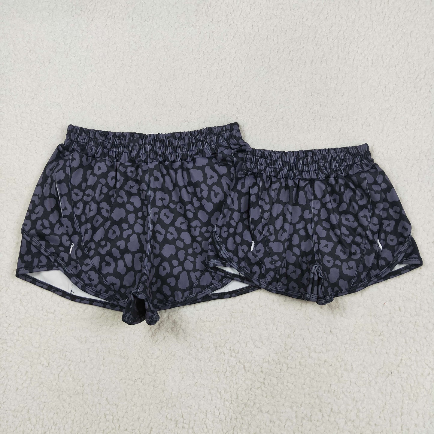 Adult Women Black leopard Print yoga Short