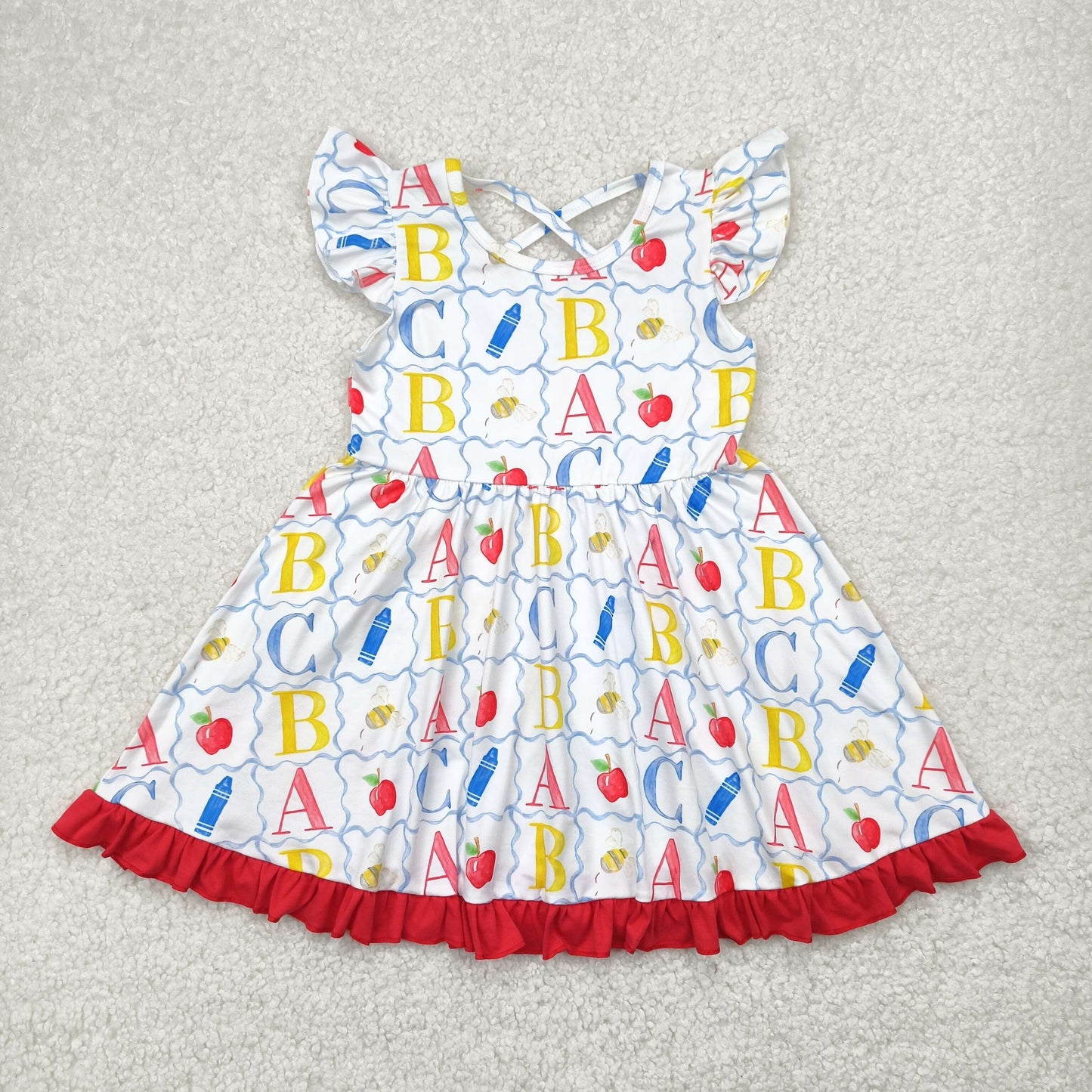 pencil apple print Short Girls Dress