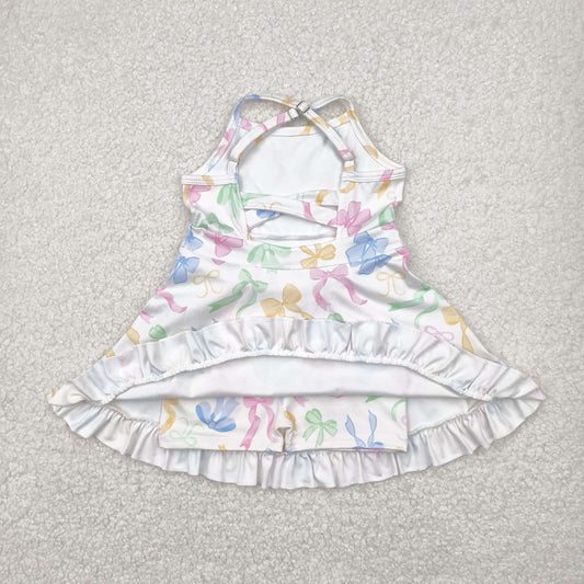 colorful bows yoga sleeveless print girl set