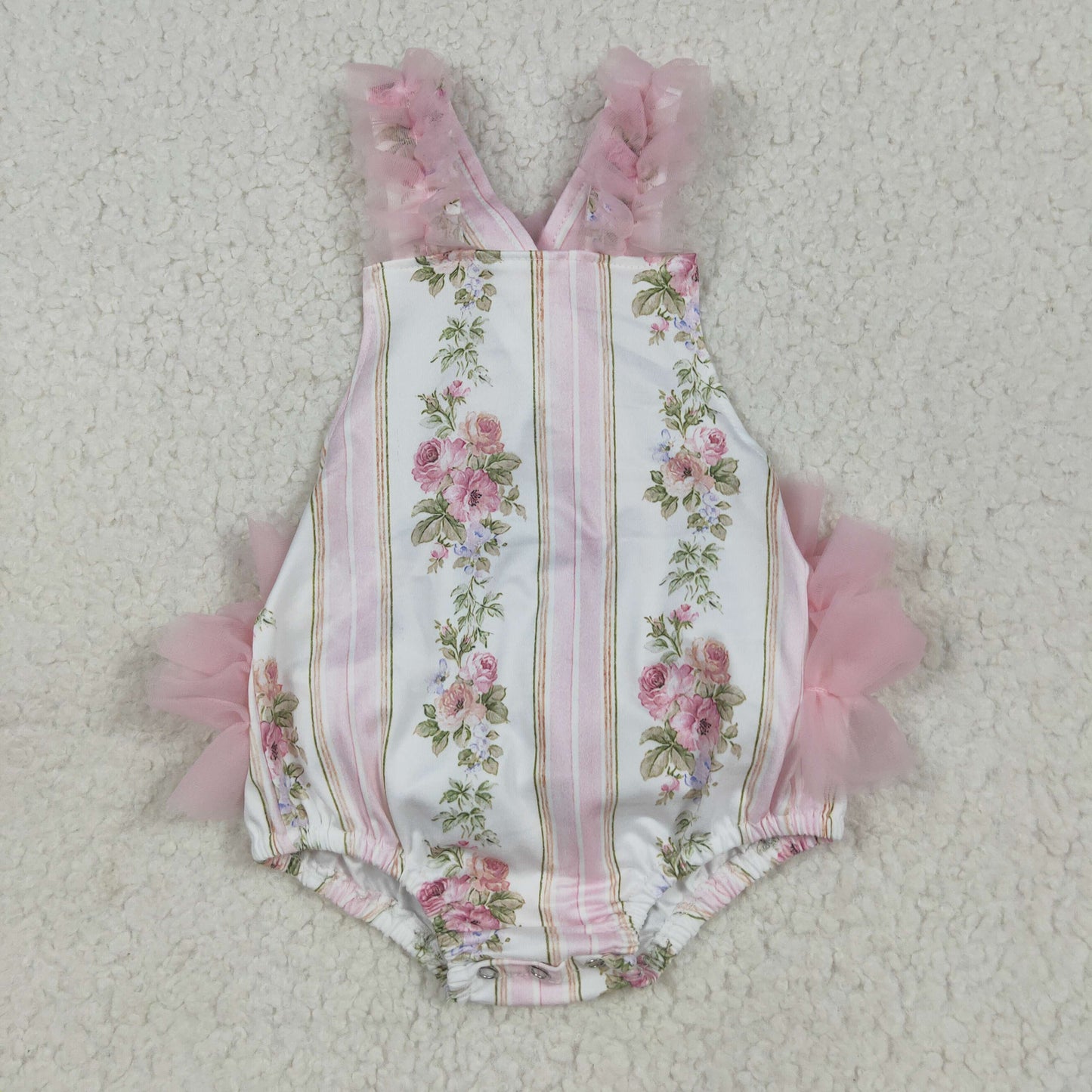 Pink flowers leaves print Baby RomperSR2964