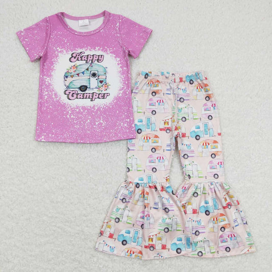 Happy camper pink Bell Pants Girls Set