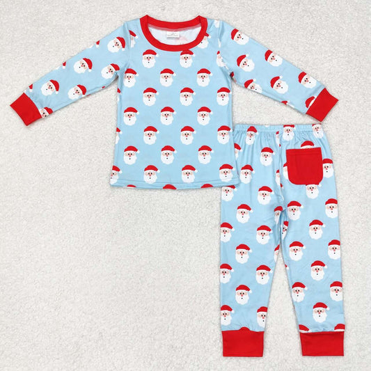 Christmas Blue Santa Long Sleeve pajamas