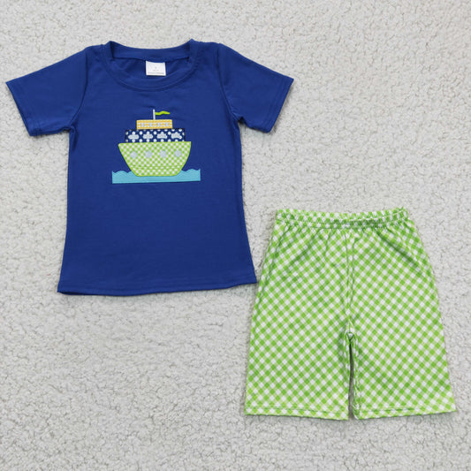 navy blue boat Summer Boy SetBSSO0097