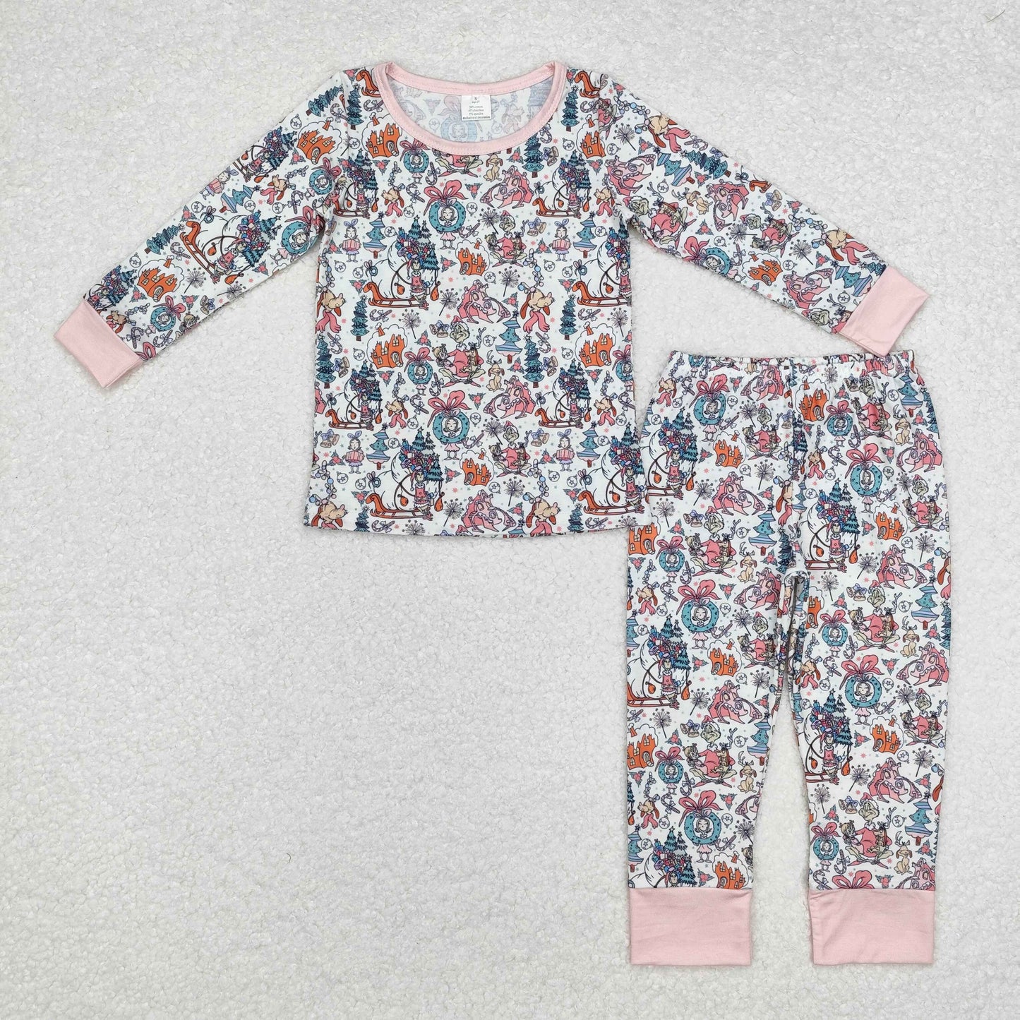 Christmas tree dog Print Long Sleeve Pajamas ( material contains bamboo )