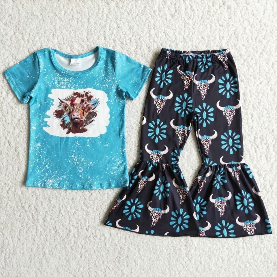Western Blue Cow Girls Set