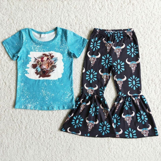 Western Blue Cow Girls Set