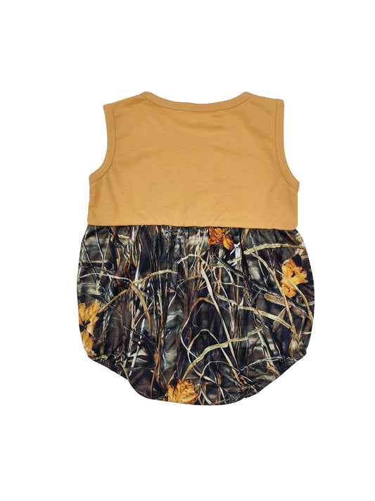 SR1660 Camo Let run Dog embroidery baby Romper (us warehouse)