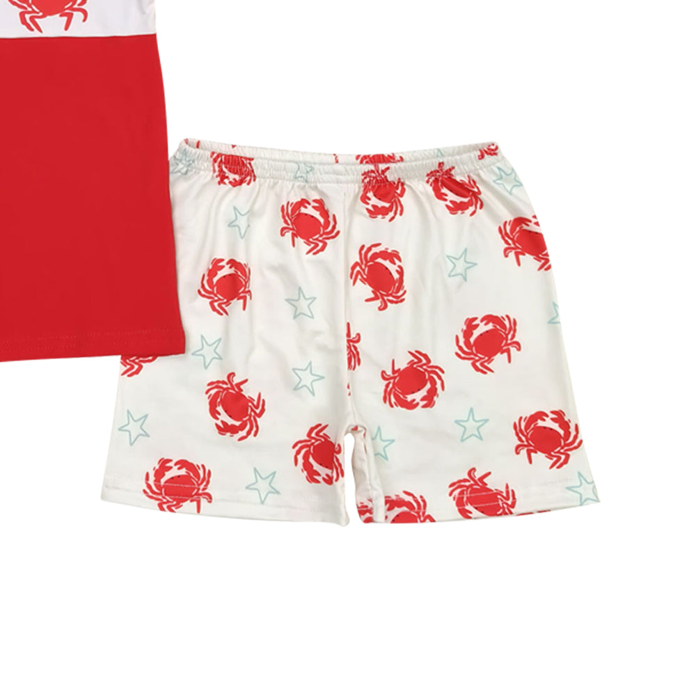 Red Crab print short boy set