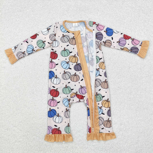 Pumpkin print Baby Romper With zipper( material contains bamboo )