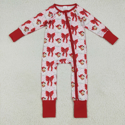 Red Bows Christmas Print Baby Romper LR2223