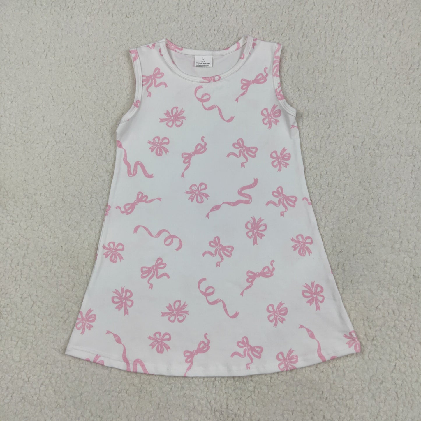 Pink bows print Short Girls Dress
