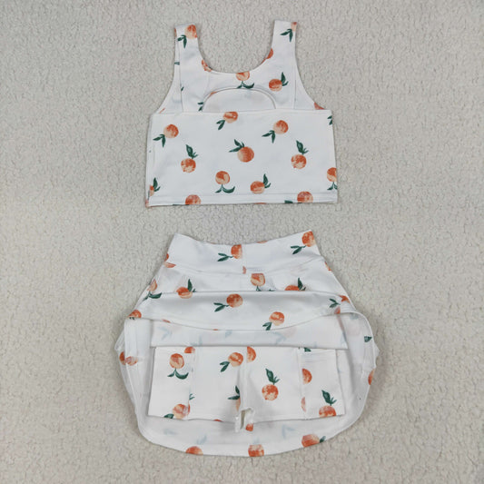 peach print yoga girl Sleeveless set GSD2738