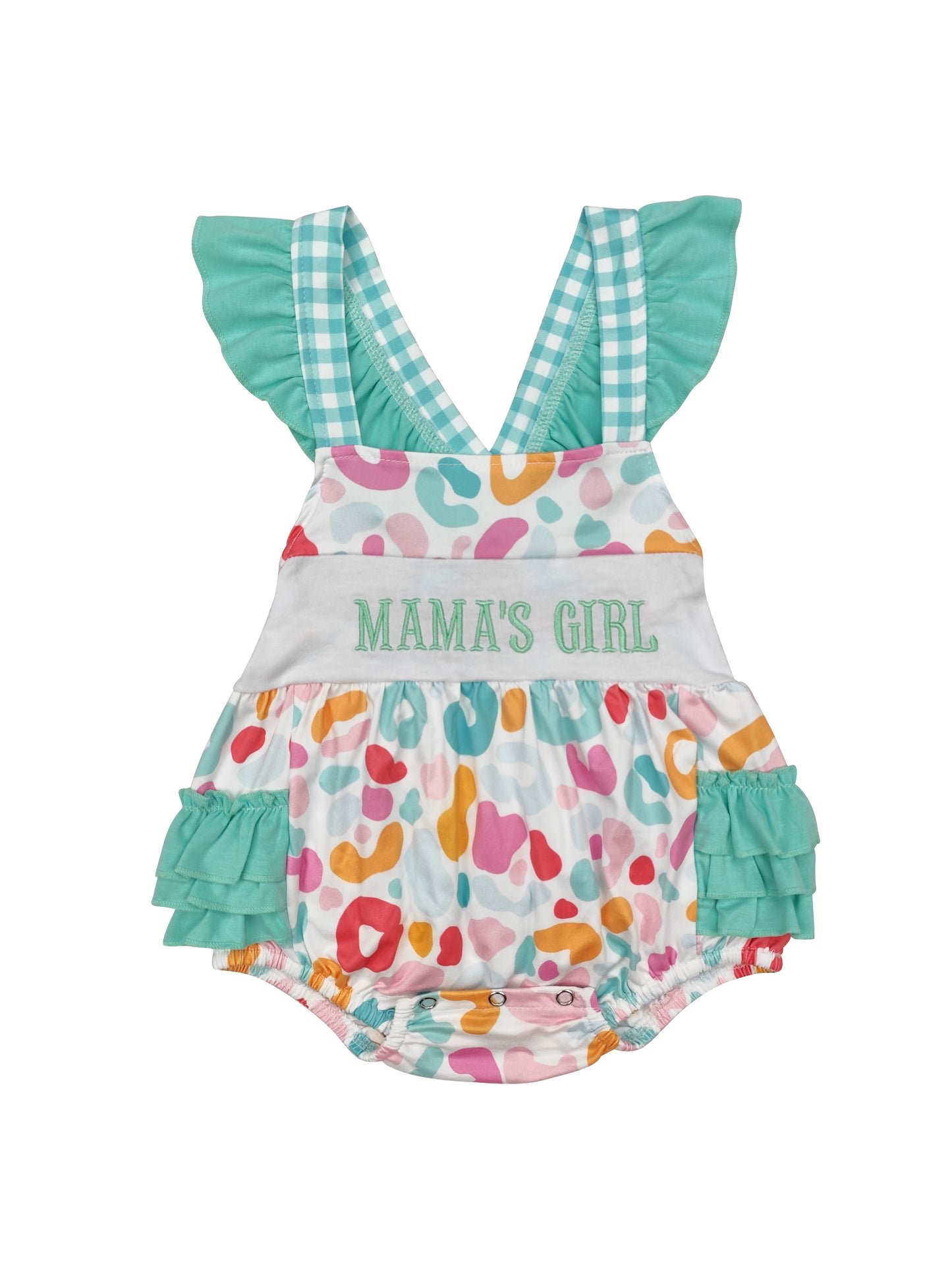 SR1246 colorful leopard MAMA'SGirls embroidery baby Romper (us warehouse)