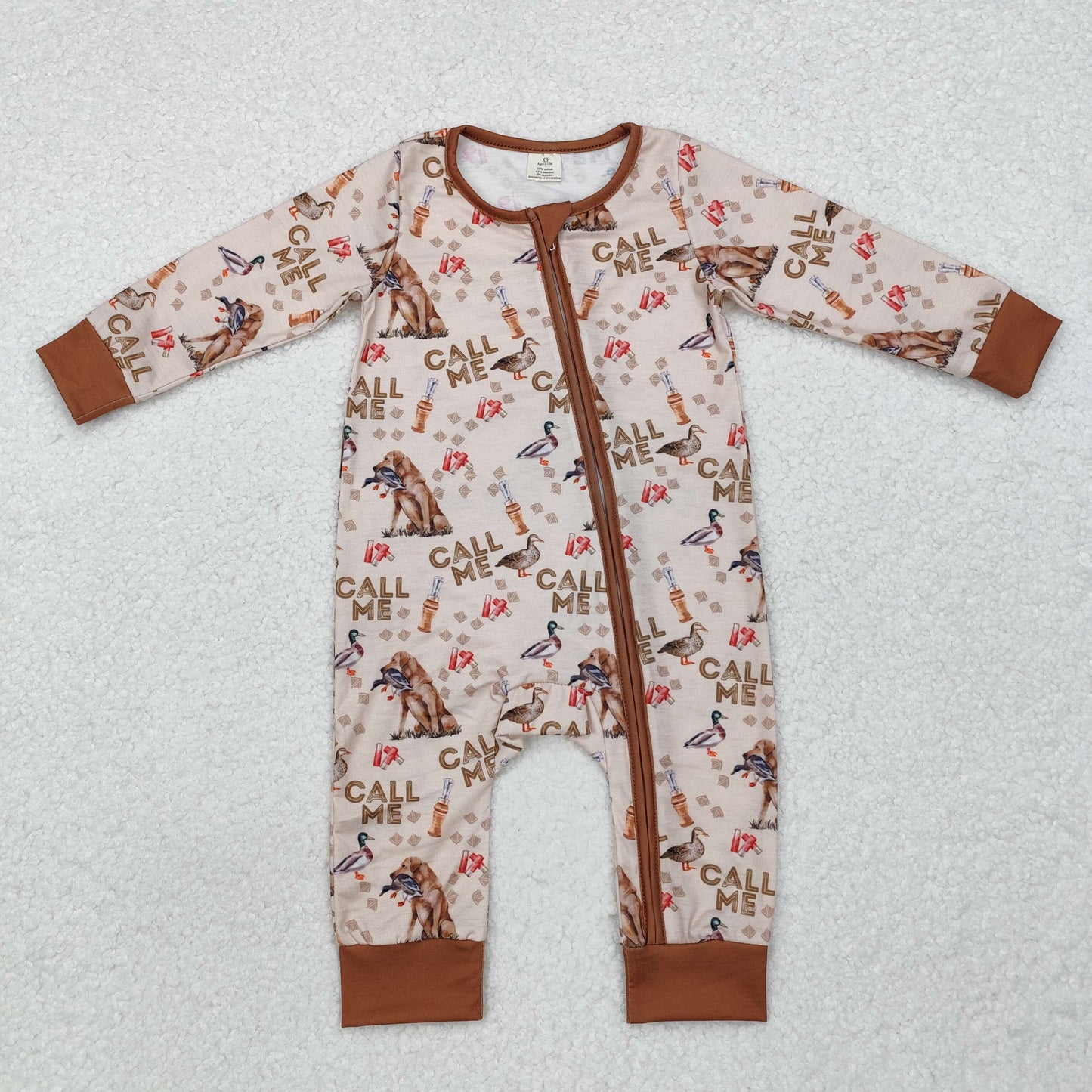Duck dog print Baby Romper With zipper( material contains bamboo )