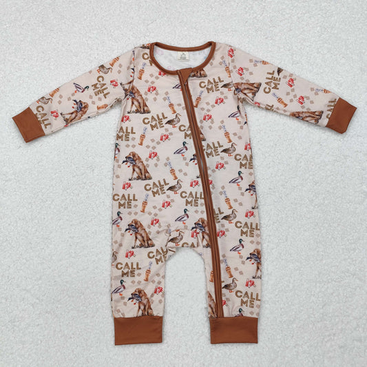 Duck dog print Baby Romper With zipper( material contains bamboo )