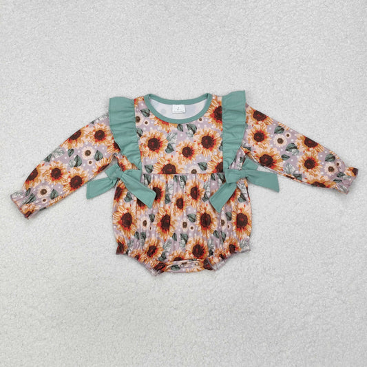 Flowers print baby long sleeves romper