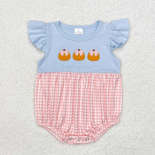 Fall pumpkin embroidery Baby Romper