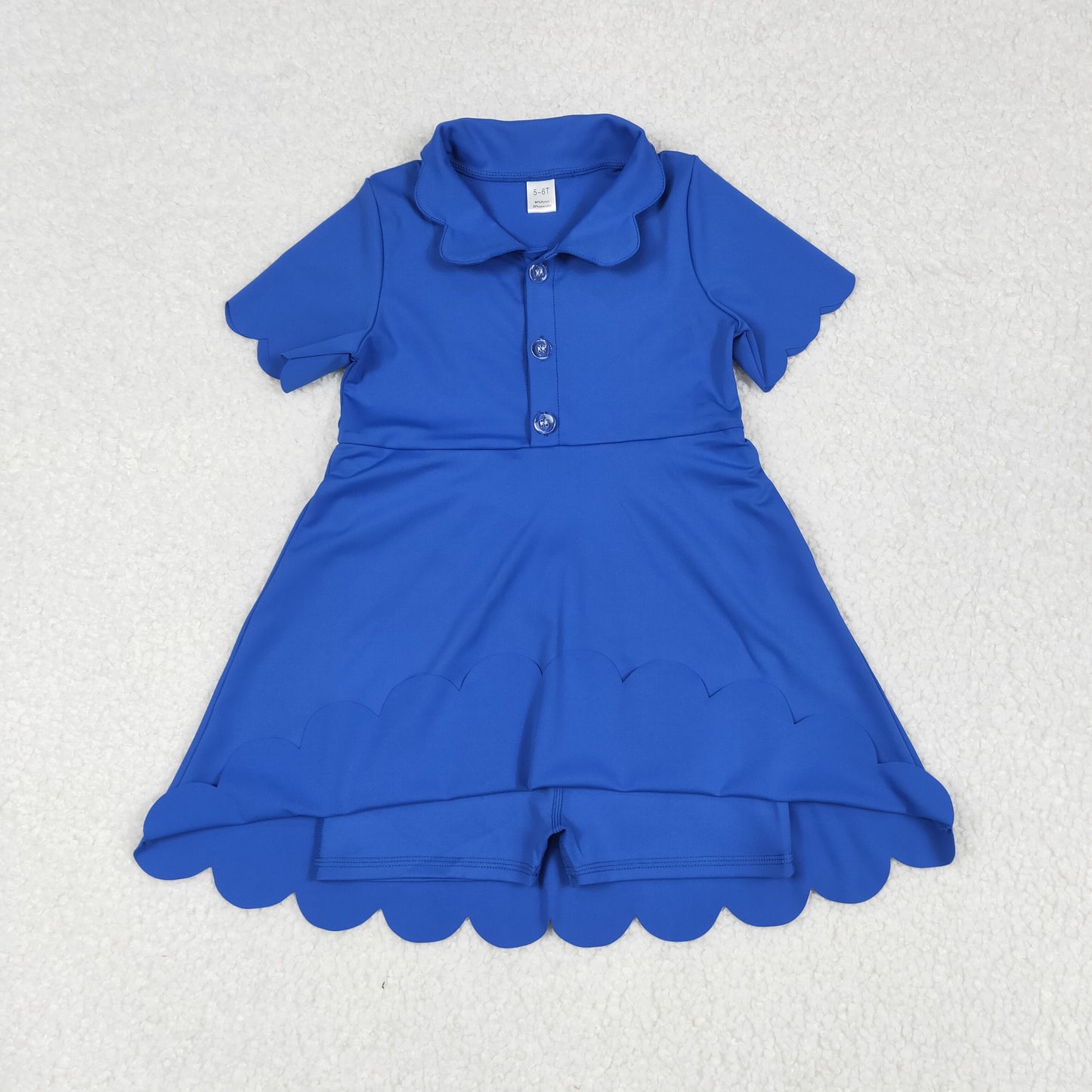 dark blue solid yoga short sleeve print girl dressGSD2475