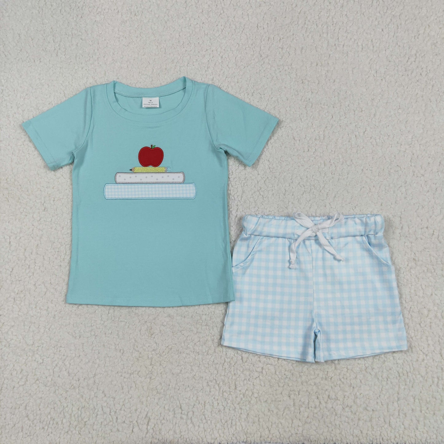 Back To School apple Pencil embroidery Summer SetBSSO1329