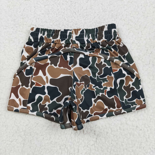 brown camo Kids yoga Short SS0465