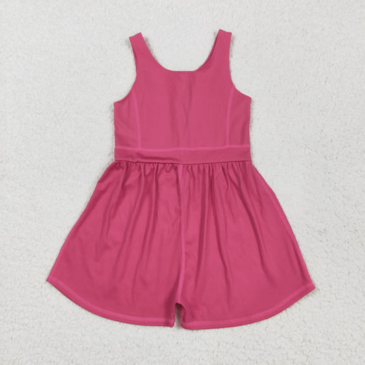Hot Pink solid Girls Jumpsuit