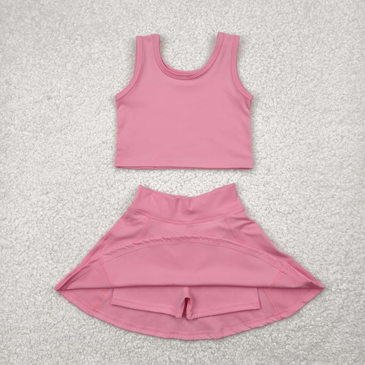 pink cartoon yoga sleeveless girl set
