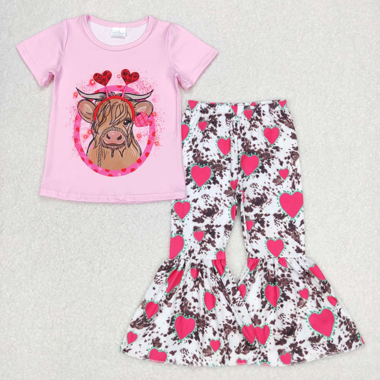 Valentine Day's Pink Cow Girls Set