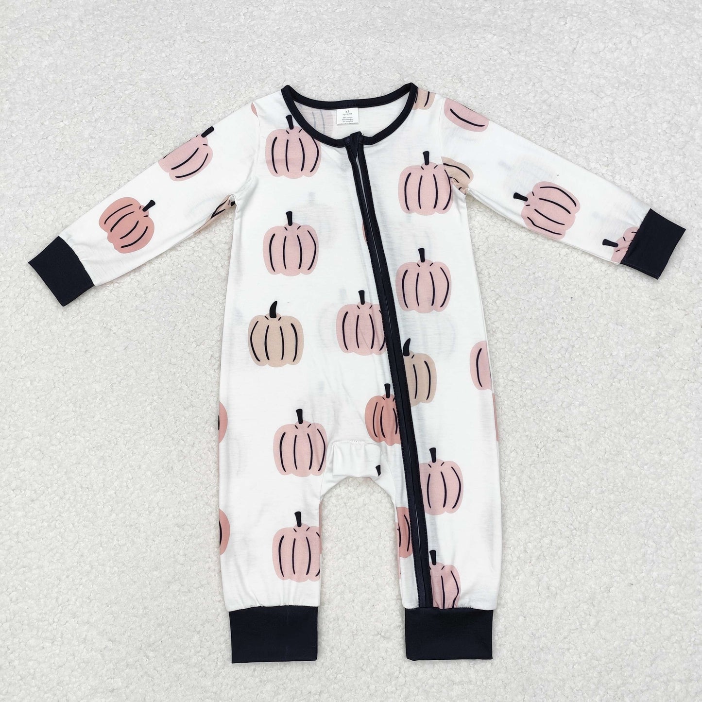 Pumpkin print Baby Romper With zipper( material contains bamboo )