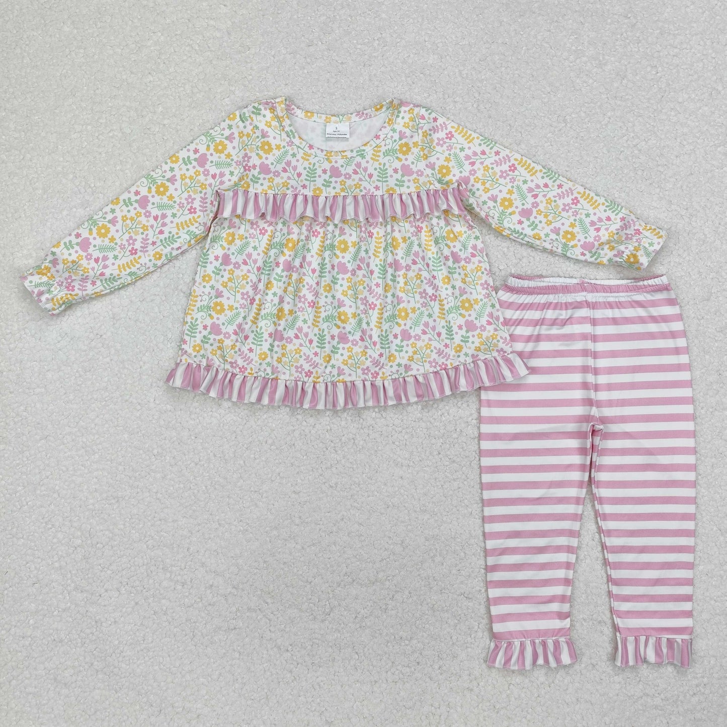 Pink flowers Long Sleeve Girls Set