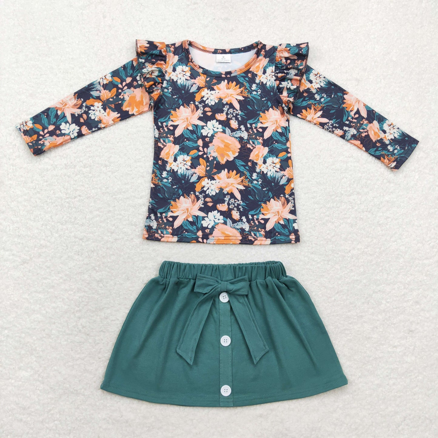 Fall blue floral Skirt Girls Outfits