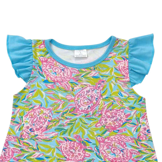 Green flowers Short Girls top