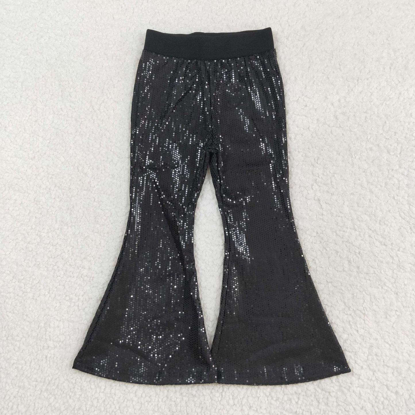 black Sequined bell pants