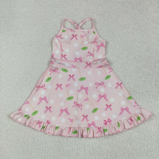 pink bows yoga sleeveless print girl setGSD2568