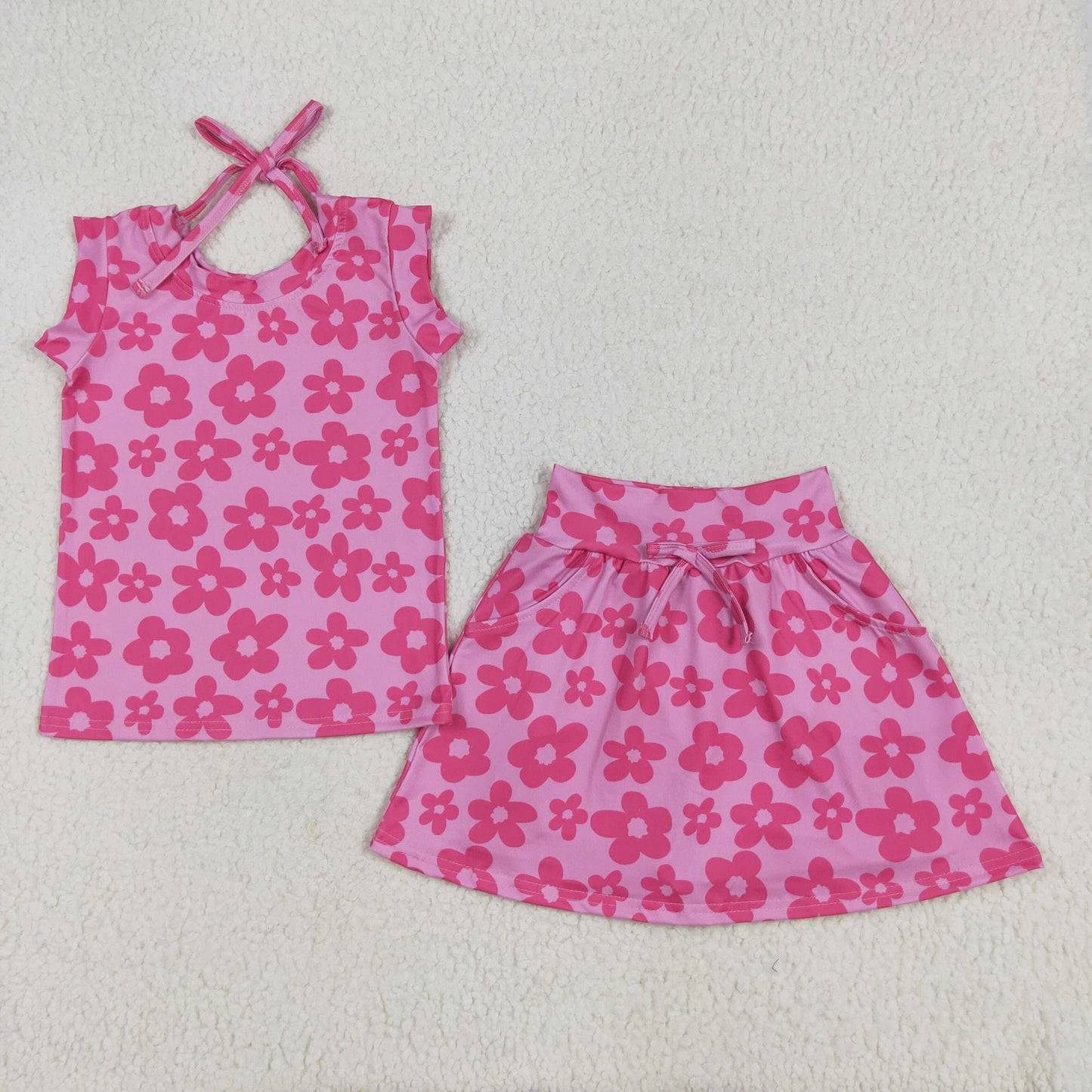 Pink Flowers Girls Suit Summer Set GSD2583