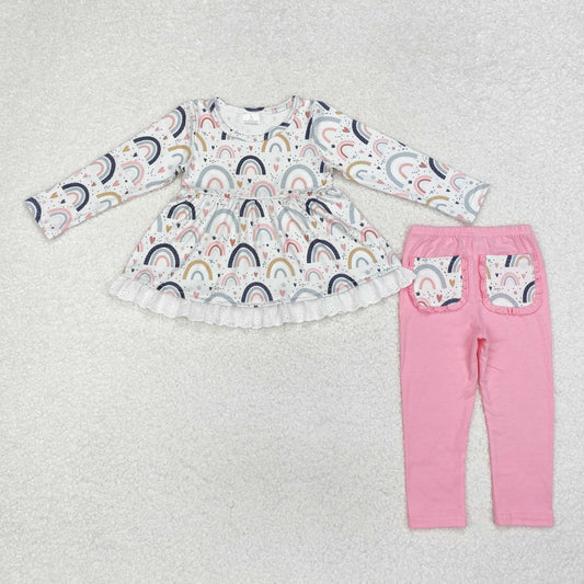 Fall Rainbow print Long Sleeve Pants Girls Set