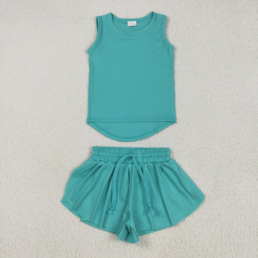 turquoise green yoga girl Sleeveless set GSSO2572