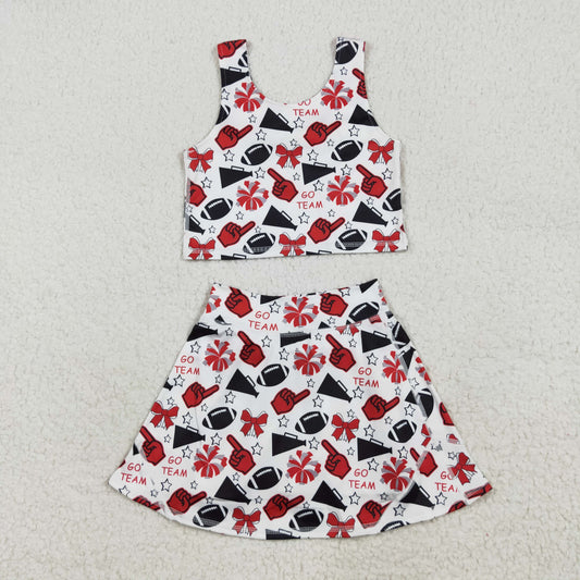 Black red football Bow athletic Girls Skort GSD2693