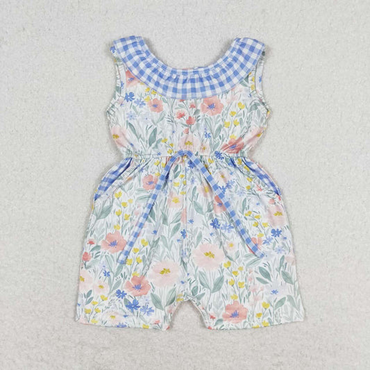 blue flower Girls Jumpsuit