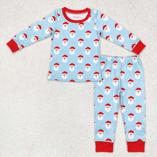 Christmas Blue Santa Long Sleeve pajamas