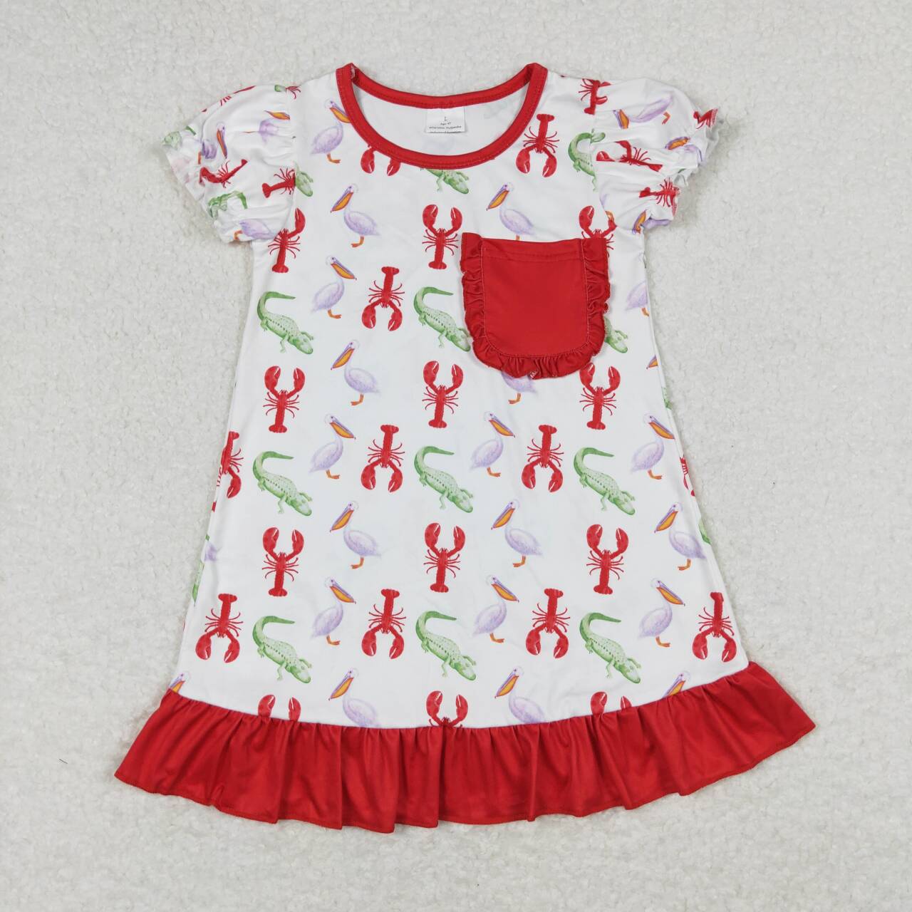 lobster print short sleeves Girls Dress